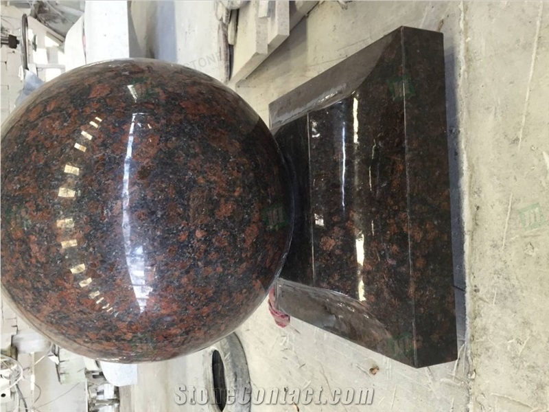 Tan Brown Granite Round Cast Stone Pillar Caps