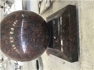 Tan Brown Granite Round Cast Stone Pillar Caps