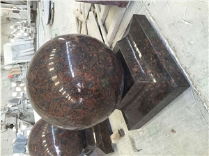 Tan Brown Granite Round Cast Stone Pillar Caps