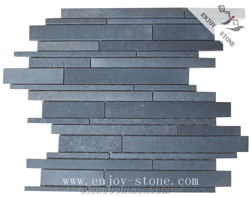 Basalt Bathroom Linear Strips Mosaic Art