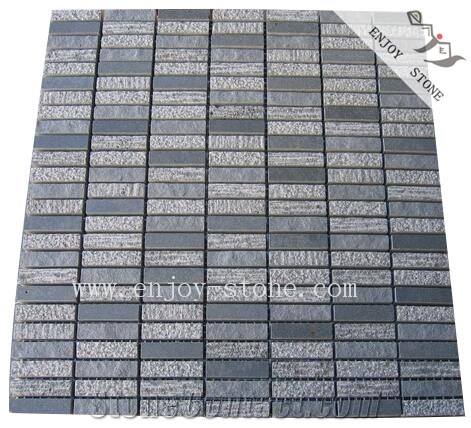 Basalt Bathroom Linear Strips Mosaic Art