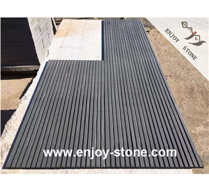 Black Basalt Grooved Slabs & Tiles