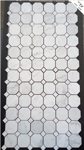 Carrara White Pebble Mosaic Bathroom Floor Tiles