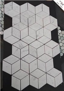 Carrara White Pebble Mosaic Bathroom Floor Tiles