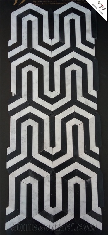 Crystal White Marble Mosaic , Nero Margiua Marble