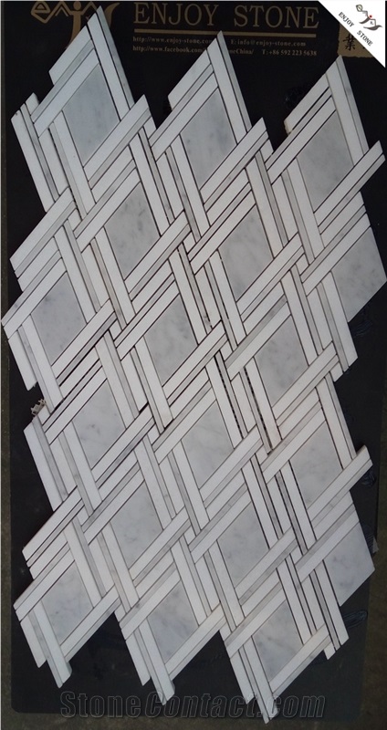 Crystal White Marble Mosaic , Nero Margiua Marble