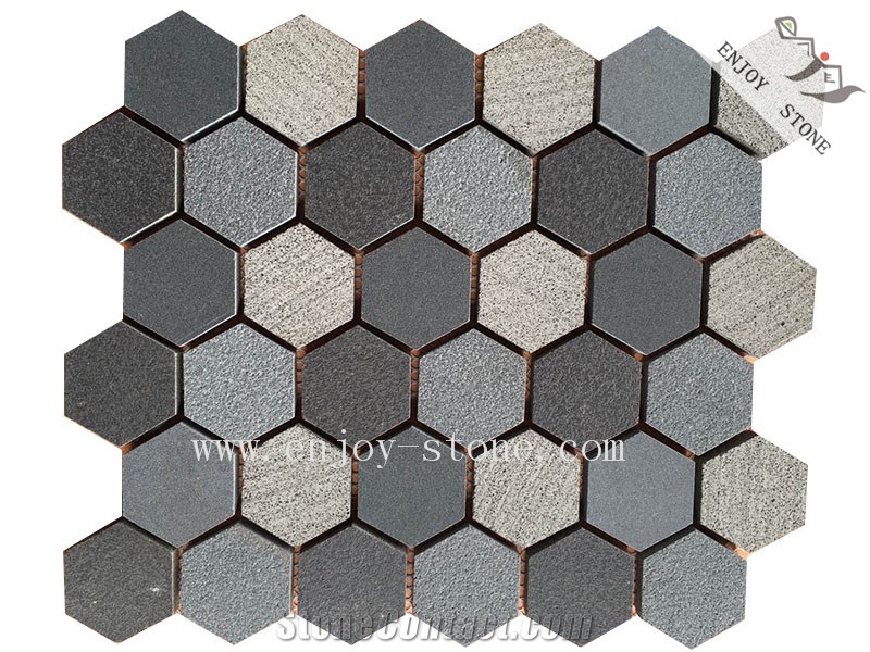 Grey Basalt Andesite Stone Wall Cladding Mosaic