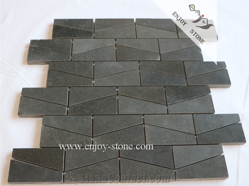 Honed Grey Basalt Trapezoid Wall Mosaic Tile