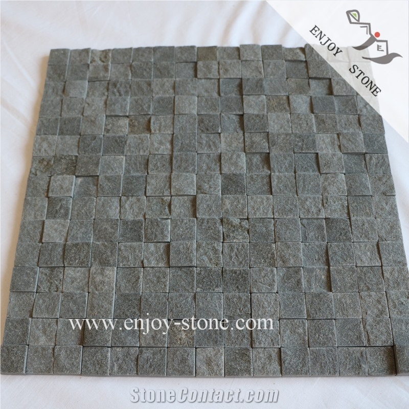 Split Grey Basalt Square Laminated Mosaic Tiles