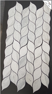 White Wooden Marble Mosaic Tile Design