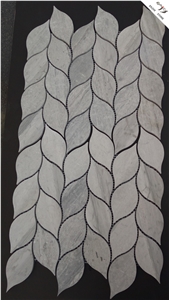White Wooden Marble Mosaic Tile Design