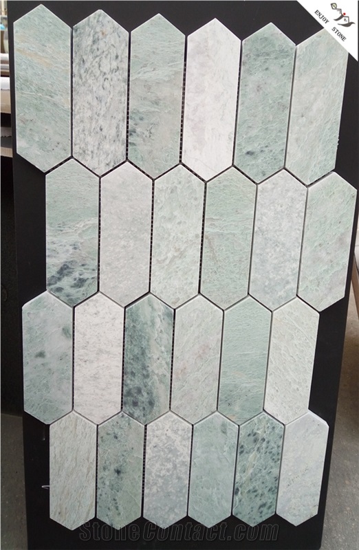 White Wooden Marble Mosaic Tile Design