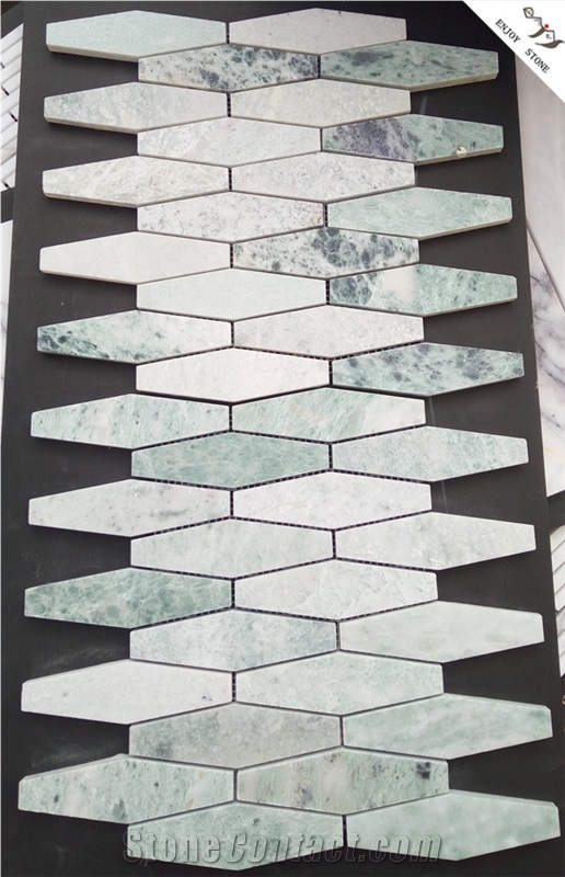 White Wooden Marble Mosaic Tile Design