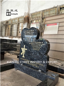 Blue Pearl Double Heart Monument Tombstone 2020