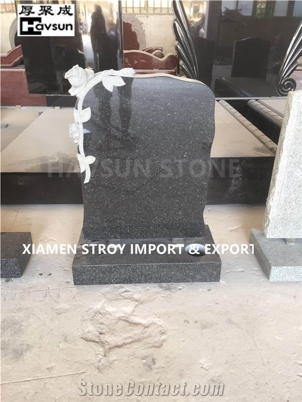 Dark Grey Headstone with Heart Headstone Tombstone