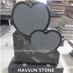 G654 Grey Double Heart Headstone Usa Monument