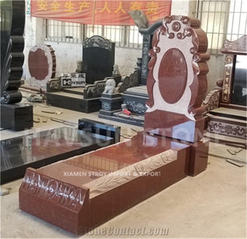 Indian Red Granite Usa Jewish Tombstone Monument