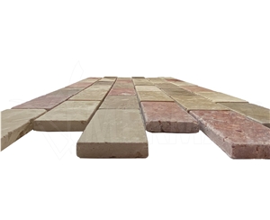 Tumbled Travertine Brick Mosaic T138