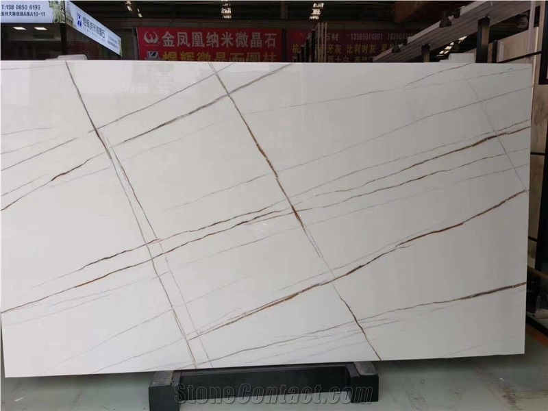 Calacatta White Nano Crystallized Glass Slabs