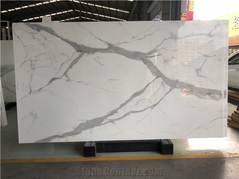 Calacatta White Nano Crystallized Glass Slabs