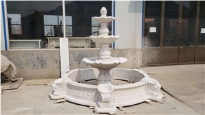 Cambric White Marble Sculptured Fountain Waterfall