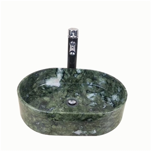 Marble Bathroom Sink Oval Green Marble Basin