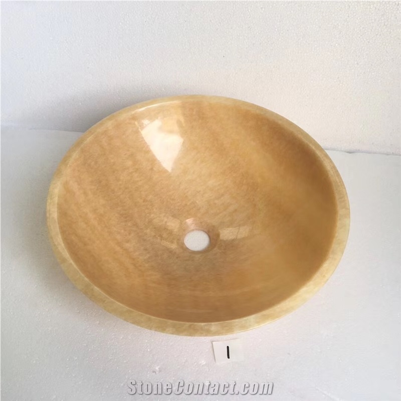 Rosin Yellow Honey Onyx Marble Basin Sink Wash