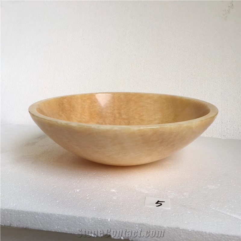 Rosin Yellow Honey Onyx Marble Basin Sink Wash