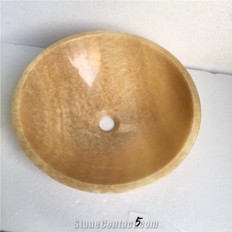 Rosin Yellow Honey Onyx Marble Basin Sink Wash