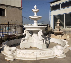 Stone Sculpture Garden White Marble Fountain