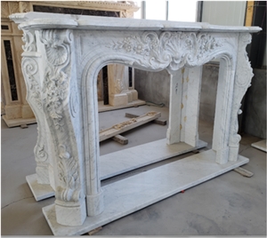 White Marble Fireplace Sculptured