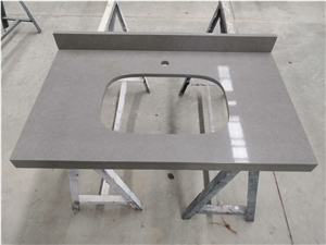 Custom Oyster Grey Quartz Stone Bath Vanity Top