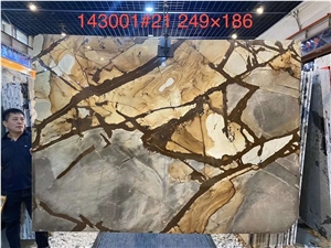 Flamenco Gold Quartzite Slabs Tiles for Wall Floor
