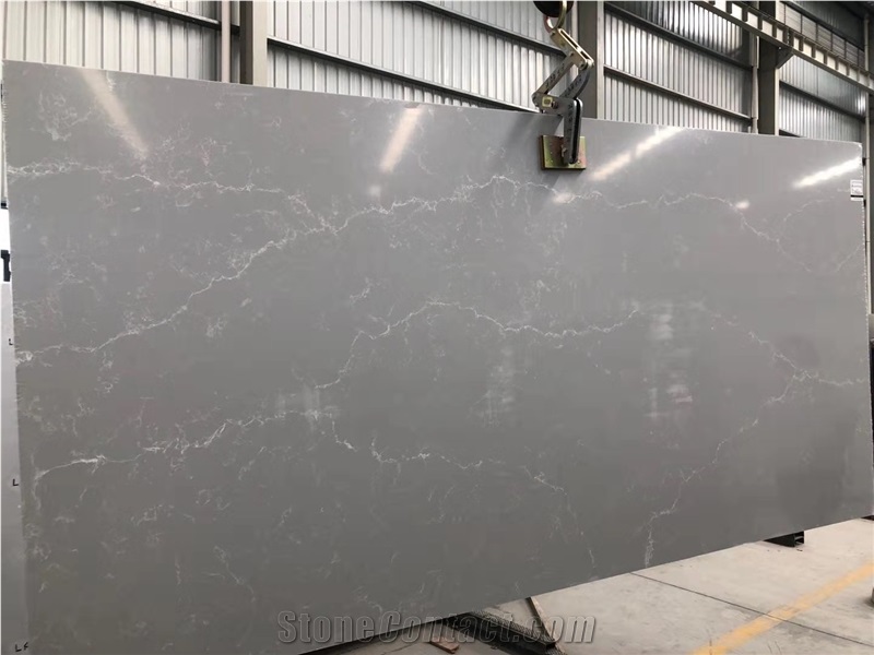 Gq5095 Grey Quartz Slab for Kitchen Bath Top Decor
