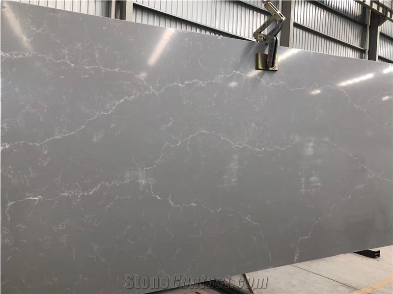 Gq5095 Grey Quartz Slab for Kitchen Bath Top Decor
