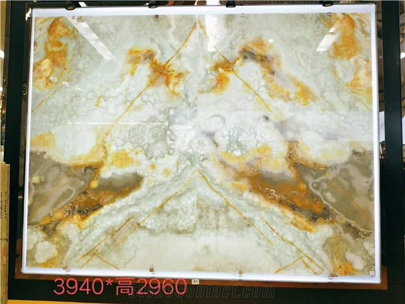 Antofagasta Azul Onyx Slabs Blue Polished Wall Cladding