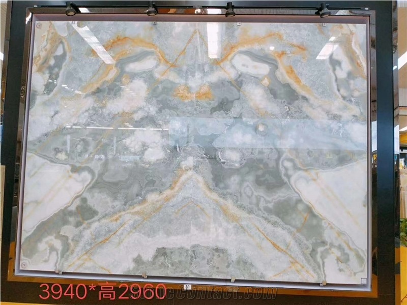 Antofagasta Azul Onyx Slabs Blue Polished Wall Cladding