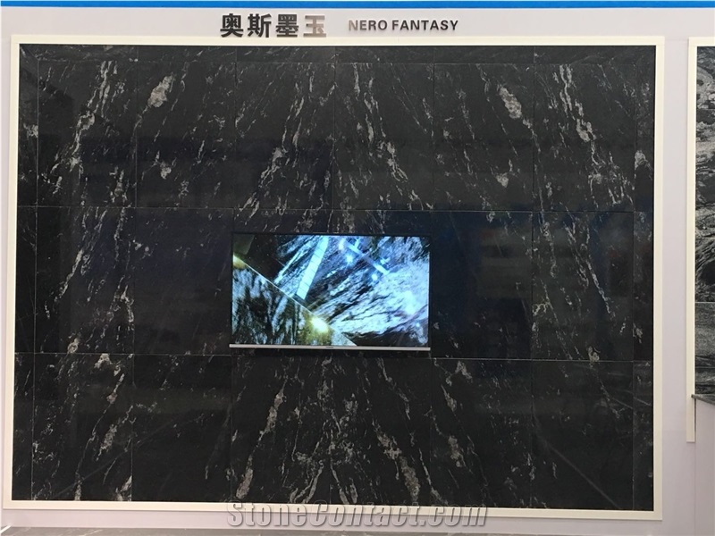 Beautiful Black Fantasy Granite Slabs Polished