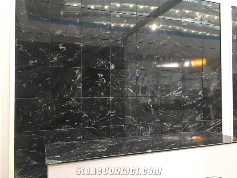Beautiful Black Fantasy Granite Slabs Polished