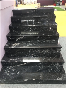 Beautiful Black Fantasy Granite Slabs Polished
