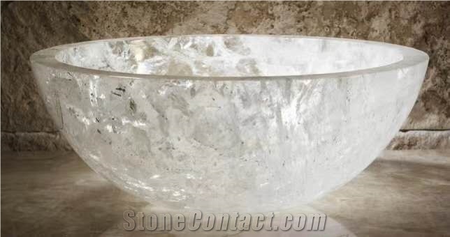 Beautiful White Crystal Semiprecious Artificial Stone Basin
