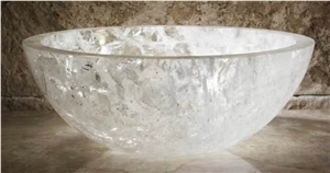 Beautiful White Crystal Semiprecious Artificial Stone Basin