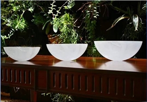Beautiful White Crystal Semiprecious Artificial Stone Basin