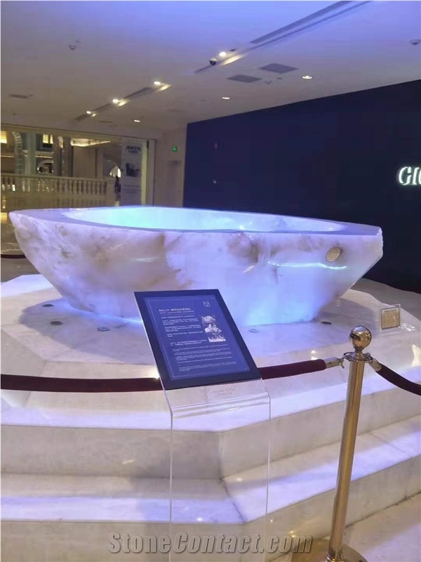 Beautiful White Crystal Semiprecious Artificial Stone Basin