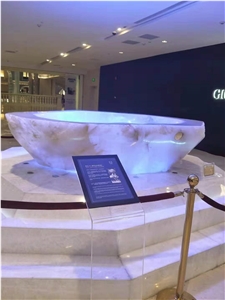 Beautiful White Crystal Semiprecious Artificial Stone Basin