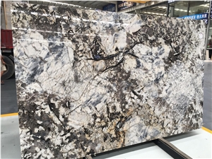 Snow Mountains And Silver Fox Granite Slabs Polished