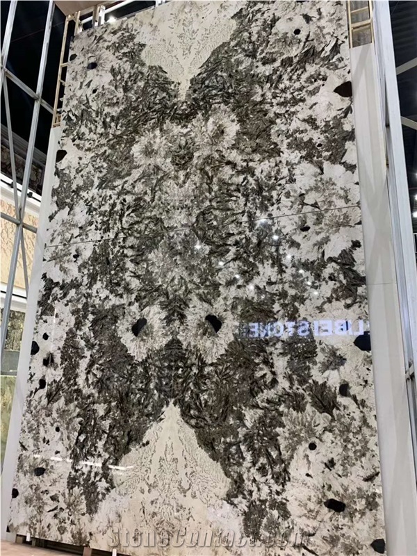 Snow Mountains And Silver Fox Granite Slabs Polished
