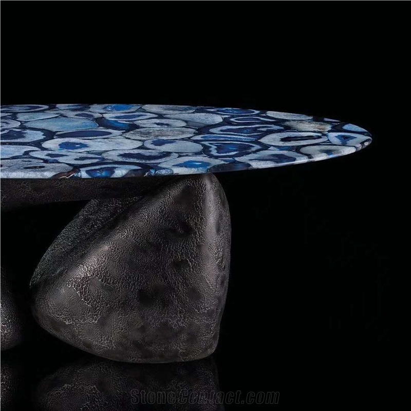 Blue Agate Semiprecious Stone Kitchen Worktops