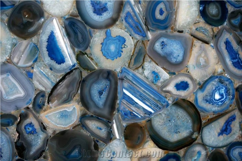 Blue Agate Semiprecious Stone Kitchen Worktops