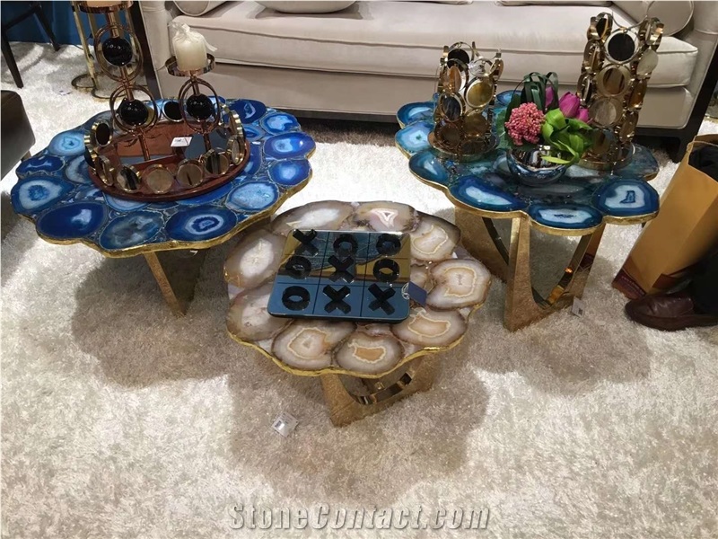 Blue Agate Semiprecious Stone Kitchen Worktops